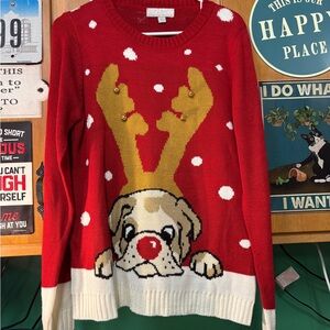 Carolyn Taylor Red and Gold Dog Sweater